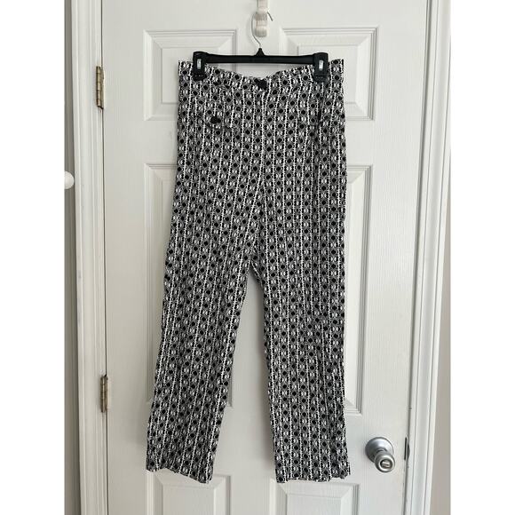 Talbots Vintage Black and White Geometric Stretch Pants Sz: 8 - Picture 1 of 4